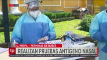 Realizan pruebas antígeno nasal en la terminal de buses de La Paz