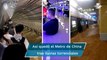 Captan en video a pasajeros del Metro atrapados por inundaciones en China