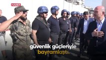 Bakan Soylu Zeytin Dalı bölgesinde güvenlik güçleriyle bayramlaştı