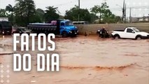Rio Uribóca volta a transbordar após chuva desta terça