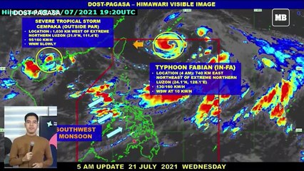 PAGASA: Typhoon 'Fabian' still enhancing southwest monsoon; 'habagat' rains affecting PH