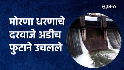 Morna Ghureghar Dam gates open : मोरणा धरणाचे दोन वक्र दरवाजे अडीच फुटाने उचलले |Satara |Sakal Media