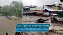 Fuertes lluvias y vientos torrenciales inundan Nueva Italia, en Michoacán