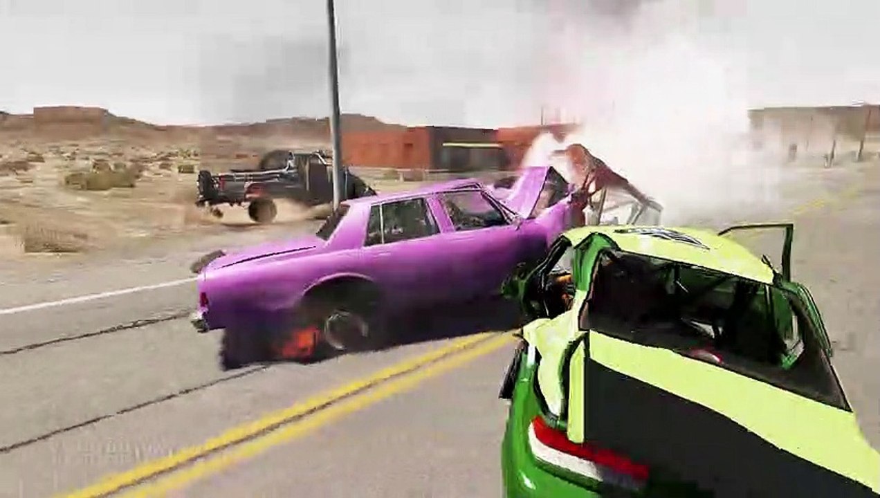 Massive Spike Strip Pileup Crashes#1  BeamNG Drive  Car Compilation