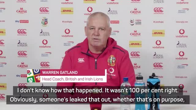 Lions coach Gatland not impressed with Test selection leak