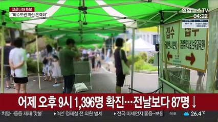 어제 오후 9시 1,396명 확진…전날보다 87명↓