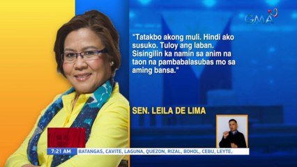 Sen. Leila de Lima, kinumpirmang tatakbo ulit siya sa pagka-senador sa Eleksyon 2022 | UB