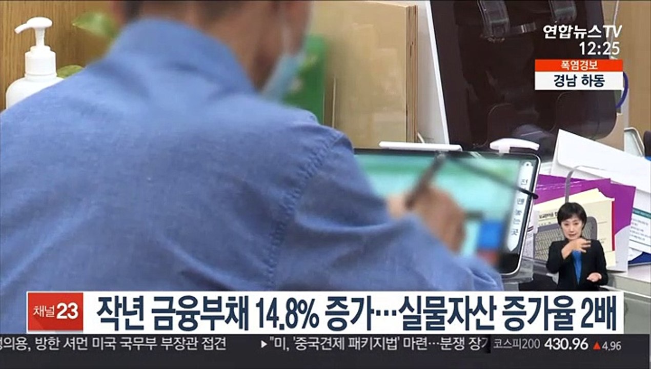 작년 금융부채 14.8% 증가…실물자산 증가율 2배