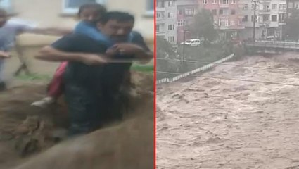 Geçen hafta felaketi yaşayan Rize yine sele teslim! Fındıklı ilçesinde evleri su bastı, mahsur kalanlar için kurtarma çalışması başlatıldı
