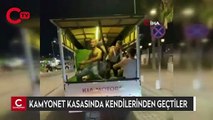 Eğlencenin dozunu kaçırıp, kamyonet kasasında kendilerinden geçtiler