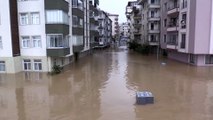 ARTVİN - Arhavi'de derenin taşması sonucu çok sayıda araç suya sürüklendi, ev ve iş yerlerini su bastı (3)