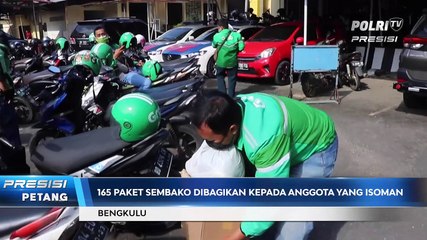 Polda Bengkulu Bekerjasama Dengan Ojek Online Bagikan Paket Sembako