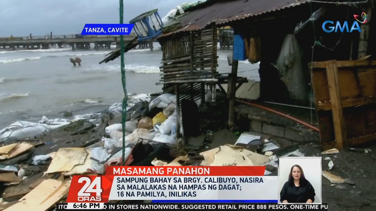 10 bahay sa Brgy. Calibuyo, nasira sa malalakas na hampas ng dagat; 16 na pamilya, inilikas | 24 Oras