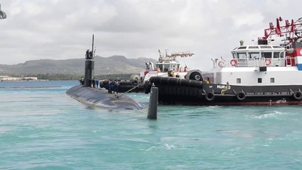 Download Video: US Navy - Fast-Attack Submarine USS Alexandria Departs Guam