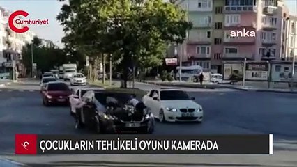 Çocukların tehlikeli oyunu kamerada