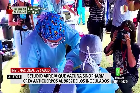 INS: estudio reveló que dos dosis de Sinopharm genera 96% de anticuerpos
