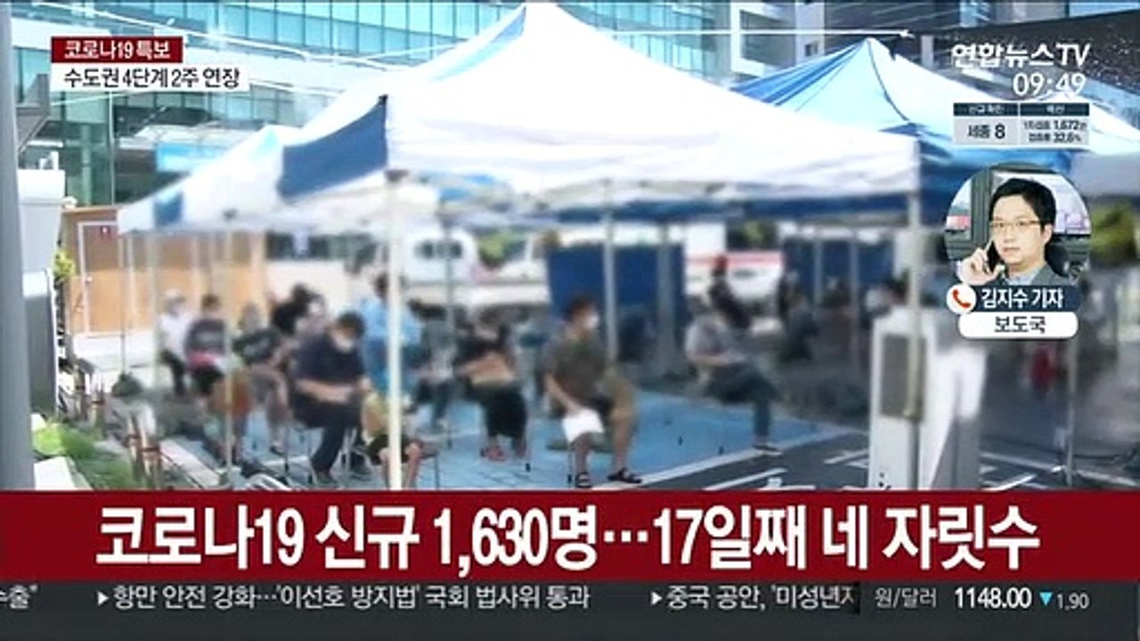 수도권 4단계 2주 연장…신규 확진 1,630명