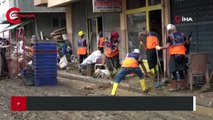 Artvin'de yaşanan sel afetinin ardından temizlik çalışmaları devam ediyor