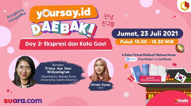 YOURSAY DAEBAK DAY 2: Belajar Bahasa Korea Ekspresi dan Kata Gaul