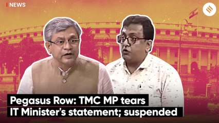 Pegasus Row: TMC MP tears IT Minister's statement; suspended