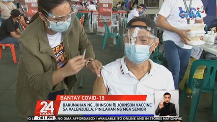 Bakunahan ng Johnson & Johnson vaccine sa Valenzuela, pinilahan ng mga Senior | 24 Oras