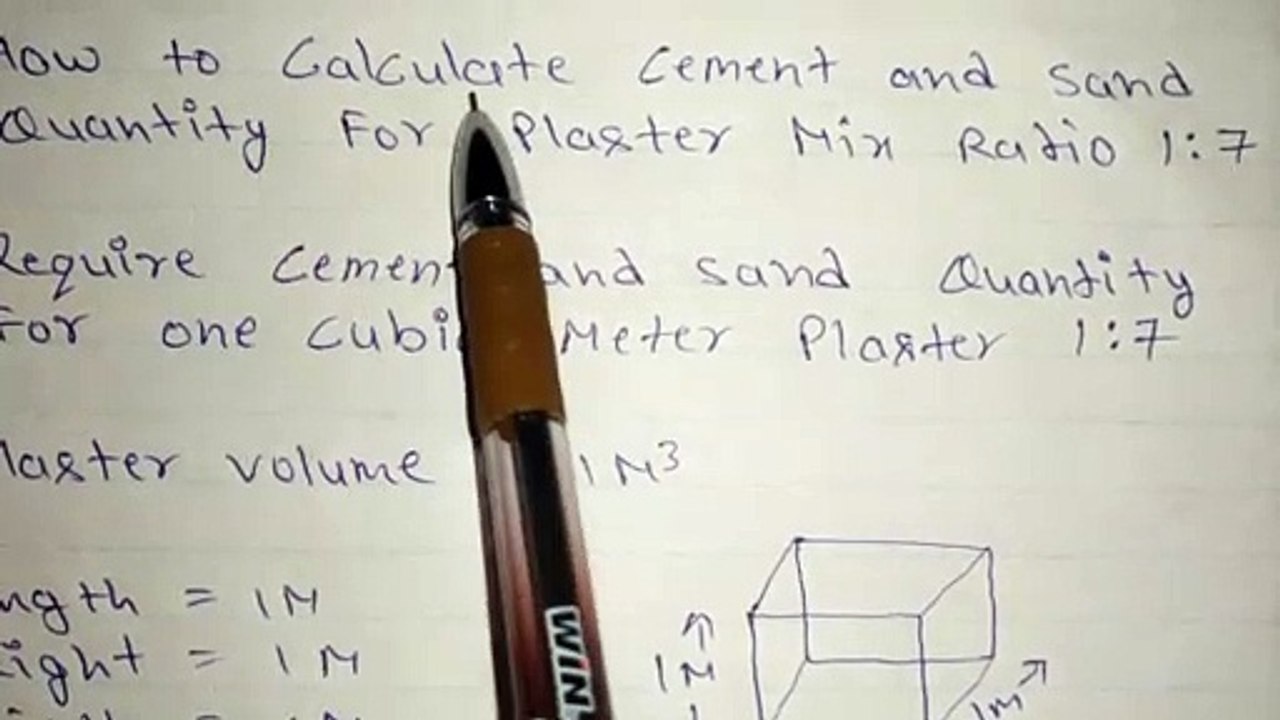 How to Calculate cement and sand quantity for plaster ratio 1:7