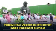 Pegasus row: Opposition MPs protest inside Parliament premises