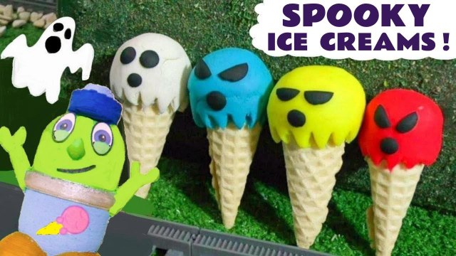 Funny Funlings Spooky Play Doh Ice Cream Fun with Halloween Ghost Toys and Thomas and Friends in this Stop Motion Animation Full Episode English Toy Story for Kids by Kid Friendly Family Channel Toy Trains 4U