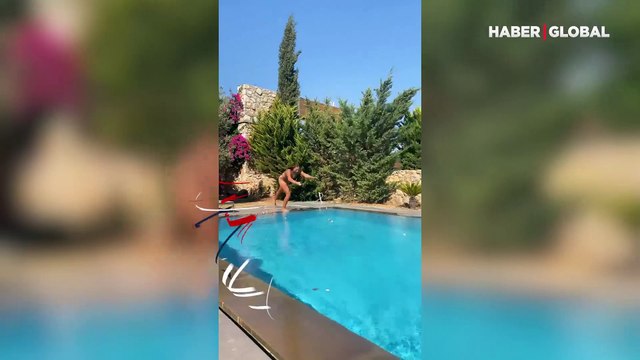 Survivor Aleyna Kalaycıoğlu, havuzda şov yaptı