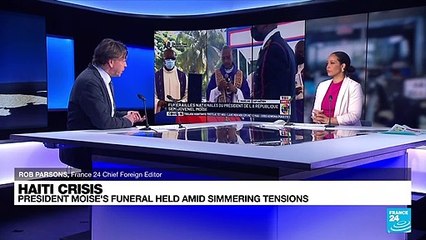 Dignitaries rush to cover as protests flare at Haiti president's funeral