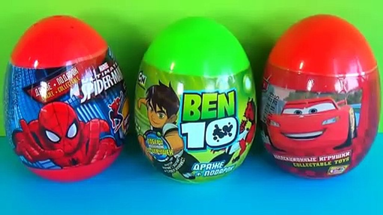 Disney PIXAR Cars egg surprise MARVEL SPIDER MAN surprise egg BEN 10 egg surprise! 3 surprise eggs!