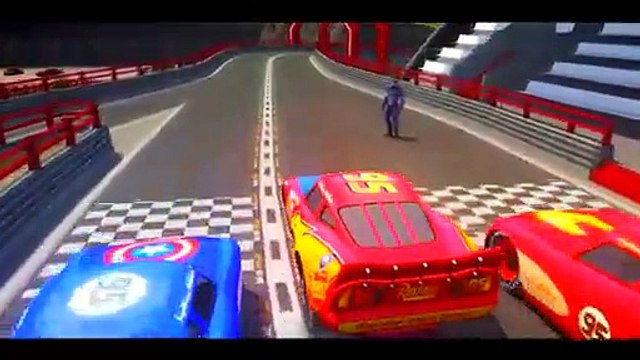 [The Avengers] Iron Man + Spiderman + Captain America play w Lightning McQueen cars Nursery Rhymes