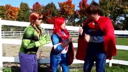 Frozen Elsa & PRINCESS SUPERHEROES! w  Spiderman Hulk Joker Pink Spidergirl Maleficent Toy Challenge