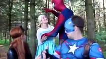 Spiderman Sits on Frozen Elsa!!! w  Joker Maleficent Spidergirl Anna Catwoman! Superhero Fun IRL )