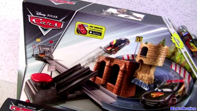 Disney Cars Double Lane Duel Track Set with Carbon Racers Rip Clutchgoneski Carbon Fiber Diecast