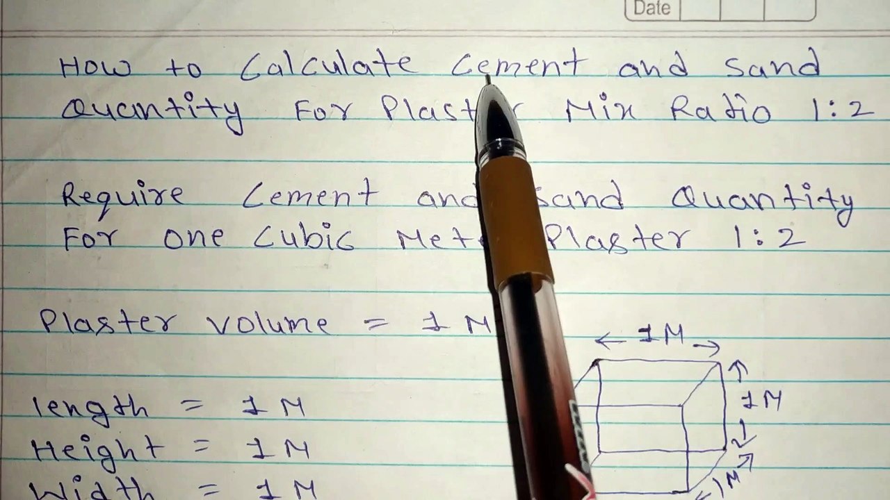 How to Calculate cement and sand quantity for plaster ratio 1:2