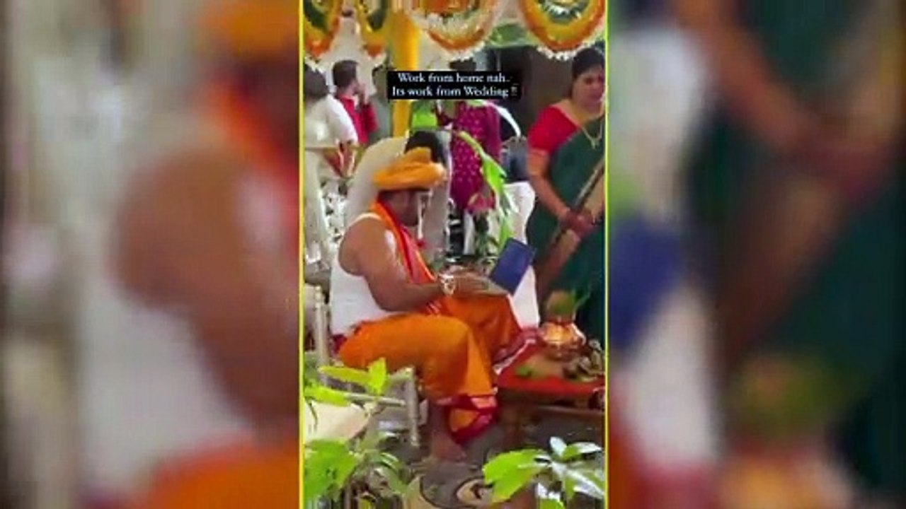 నెట్టింట వైరల్‌: మండపంపై పెళ్లి కొడుకు వర్క్‌ ఫ్రమ్‌ హోమ్‌