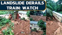 Goa: Passenger train derails after landslide hits: Watch | Oneindia News