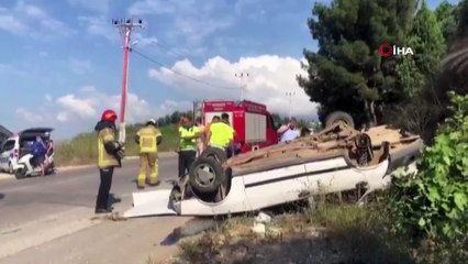 Bursa’da tekerleği kopan araç takla attı