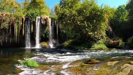 Beautiful nature waterfall relaxing soft piano music for meditation