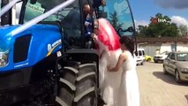 Tarımsal Kooperatif Başkanı damat olunca gelin arabası da traktör oldu