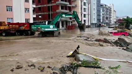 ARTVİN - DSİ operatörü Şahinbaş, Arhavi'deki sele ilk müdahalesi kamerada