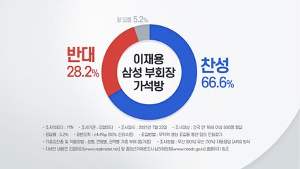 이재용 부회장 '가석방' 찬성 66.6%·반대 28.2% / YTN