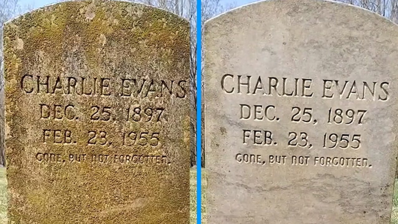 How gravestones are deep cleaned