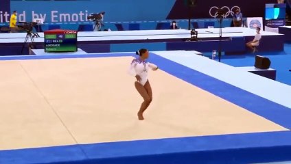 Rebeca Andrade se apresenta ao som de Baile de Favela