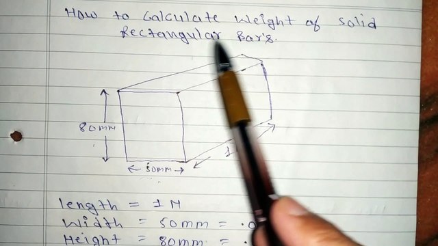 How to calculate weight of solid rectangular bars
