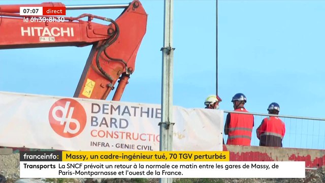 Effondrement à la gare de Massy-Palaiseau - Un ouvrier a été tué - La SNCF annonce que le trafic a repris ce matin avec le sud ouest et il est quasi-normal