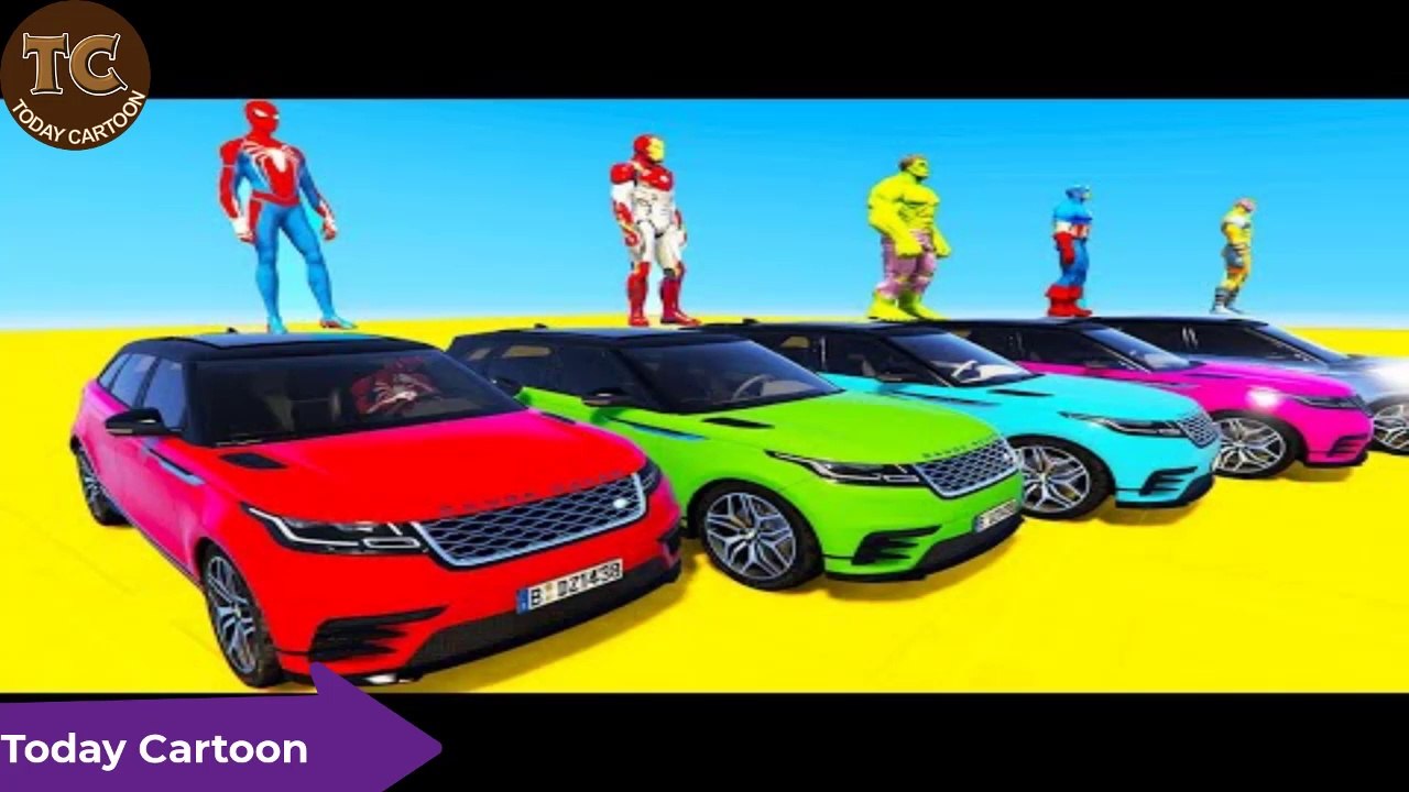SPIDERMAN CARS Race Challenge on CITY Rampa ! SUPERHERO HULK Iron Man Goku Racin