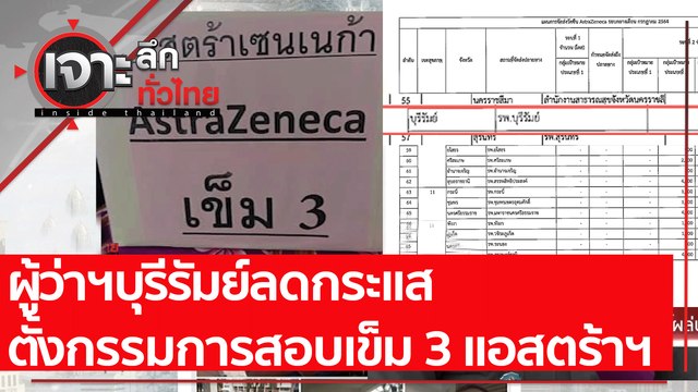 ผู้ว่าฯบุรีรัมย์ลดกระแส ตั้งกรรมการสอบเข็ม 3 แอสตร้าฯ : เจาะลึกทั่วไทย (26 ก.ค. 64)