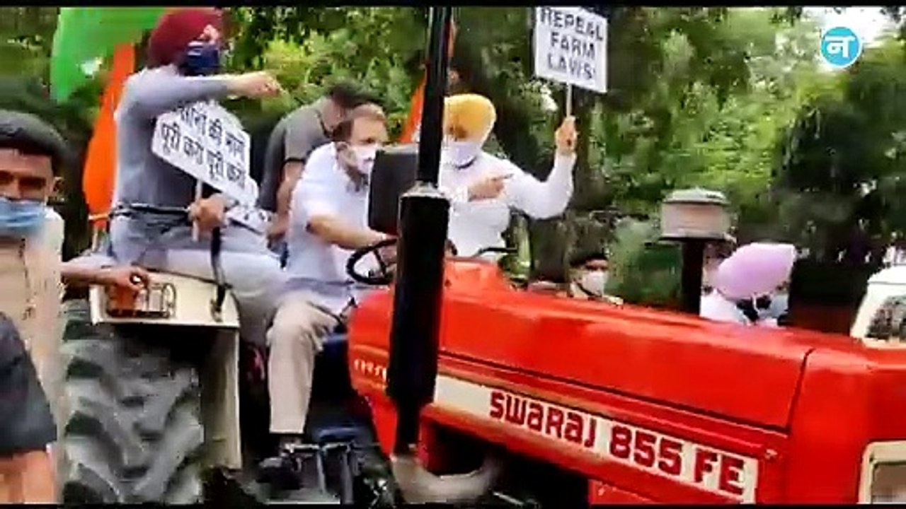 Farmers के समर्थन में Tractor चलाकर संसद पहुंचे Rahul Gandhi
